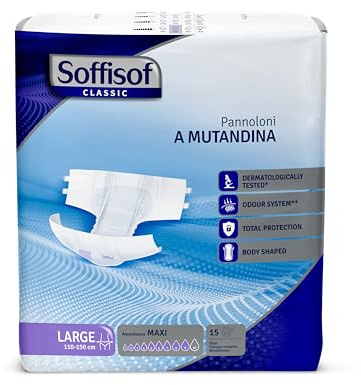 Soffisof Classic Windeln für Erwachsene Maxi L - Inkontinenz Windelslip - Einzelpackung mit 15 Erwachsenen Windeln, 9 Tropfen - Inkontinenz Schutzhosen
