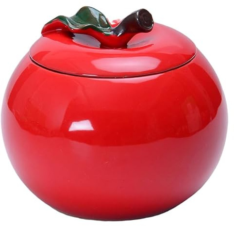Cabilock Ceramic Tea Jar with Lid Apple-Shaped Storage Jar for Loose Leaf Tea Candies and Dried Fruit Decorative Kitchen Canister for Countertop and Home Decor