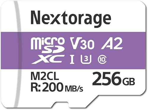 Nextorage microSDXC UHS-I 256GB Speicherkarte, japanische speicherkarte datenspeicher, Bis zu 200 MB/s Lesen, V30 U3 Karte für Gaming, Drohnen, Action-Cams, Android & Dashcams M2CL NX-M2CL256G