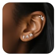 ALEXCRAFT Mehrere Silber 925 Ohrringe Kleine Zirkon Ohrstecker Set Damen