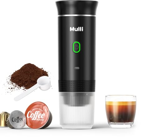 Mulli Cordless Electric Espresso Machine‌‌-Portable Coffee Maker for Ground Coffee & NS Capsule with Self-Heating Technology‌-Perfect for RV, Hiking, Camping, Office & On-the-Go Lifestyles