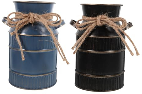 TOYANDONA 2 Pièces Vase Rétro Étanche Petit Pot à Lait Européen Vintage Décoration de Table pour Salon et Chambre Lot de Noir Bleu
