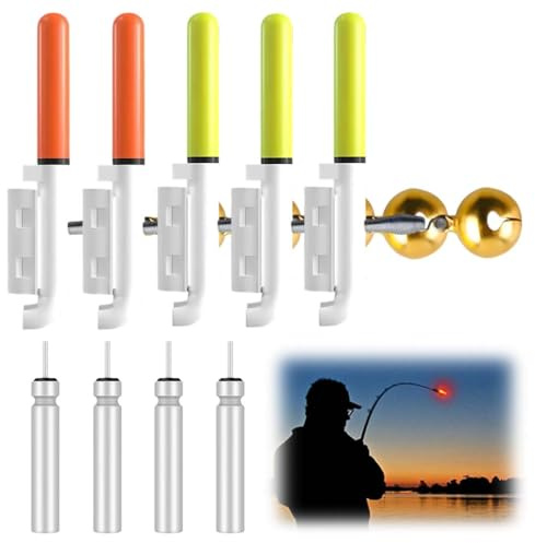 4 Stück Angel-Alarmglocken, Nachtlicht Knicklicht Angeln, Wasserdicht Licht Sticks mit Schnalle, Led Bissanzeiger Rutenspitze, Nachtangeln Biss Alarm für Angelrute