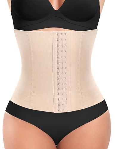 YARRCO Corset Reductor Adelgazante Mujer Faja Moldeadora Reductora Waist Trainer Cintura Postparto Cinturón Control de Abdomen Faja Colombiana Corsé Bustier Shapewear Postparto (#729 Beige,S)