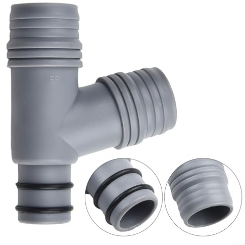 Junta en T de tubo de drenaje de conversión de orificio de desbordamiento para lavabo de cocina, hecha de polipropileno con anillo de goma integrado para un ajuste seguro (B)