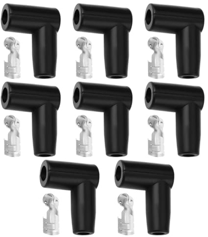 VGOL 8 Stück Zündkerzenstecker mit Silikonanschluss 90-Grad-Winkelstecker für 6-10 Mm Zündkerzenkabel