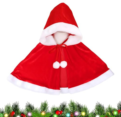 Julsjal - tomtens cape, tomtens cosplay sjal, festlig kort kappa för, tonåringar, vuxna, karneval, show, innehållsskapare, temaevenemang, konventioner, Barn, Se référer au descriptif