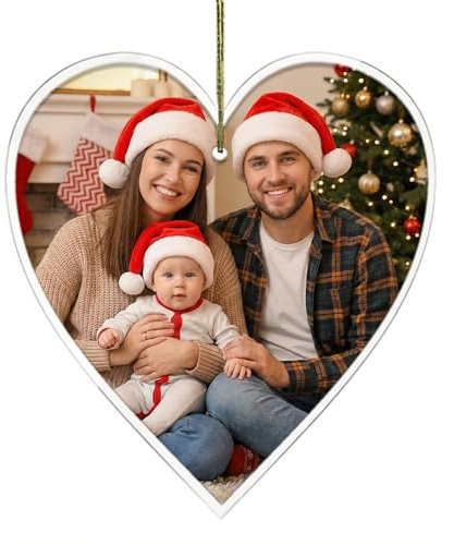 Personalisierte Weihnachtskugel mit Foto Christbaumkugel selbst gestalten Tannenbaum Kugel Acrylglas Weihnachtsanhänger Christbaumschmuck (Herz)