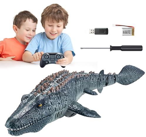 Giocattolo acquatico Mosasaurus – Telecomando da 15 pollici | Giocattolo di dinosauro in ABS - Nuoto galleggiante telecomandato per bambini Controllo avanti Indietro Avanti Sinistra Destra Piscina con