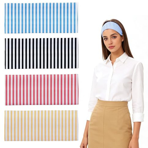 Cosblisvia 4 Stück Stirnband Damen, Haarband und Haarband Damen für Sport, Yoga, Laufen, Elastische Haarbänder für Frauen im Alltag, Weiches Strick Design (Gestreift)