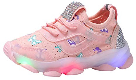 Generisch Niños Niños Niñas Deportes Luminoso Bebé Led Zapatos, Rosa., 26 EU