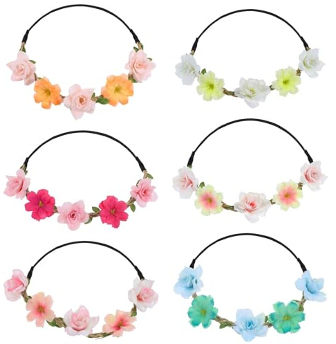 6 Stück Blumenkranz Haare Kinder, Haarkranz Blumen Boho | für Bräute, Brautjungfern, Blumenmädchen, Hochzeit Kopfschmuck für Damen, Haarschmuck Mädchen