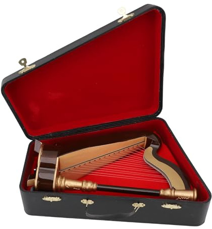 Cloimei Modello di mini arpa da 25 cm, replica di strumento musicale in legno artigianale con per decorazione da scrivania, esposizione da scaffale, regalo per gli amanti della mu