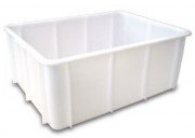 HELGUEFER - Cubeta plastico Apilable 120L | Caja Plastico Almacenaje Resistente y Ergonómica, Polietileno, 800x600x330mm | Uso Alimentario y Industrial | Fácil Limpieza y Ahorro de Espacio