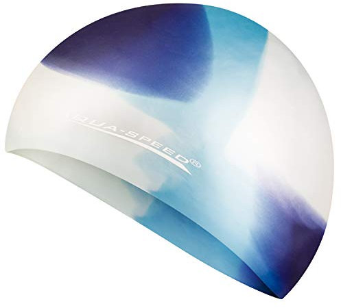 Aqua Speed BUNT wasserdichte Schwimmmütze + Kleines Mikrofaserhandtuch | Damen & Herren | Bademütze | Badehaube für Jungen Mädchen | Schwimmhaube für Kinder | Schwimmen Kappe | 38. Bunt / 96