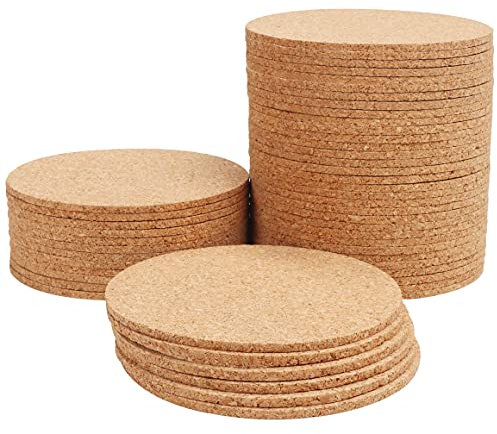 Belle Vous Runde Kork Untersetzer für Gläser, 50er Pack, 10 cm Durchmesser, 2 mm Dick, Wiederverwendbar und Saugfähig, für Haus, Büro, Bar & Restaurant