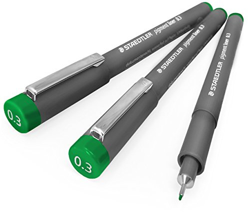 Staedtler 308 Pigment Liner Fineliner - 0,3mm - 3er Pack - Grün
