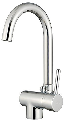 BURGTAL SASORI | Küchenarmatur - Spültischarmatur | Mischbatterie mit abklappbarem Auslauf für Unterfenster und Vorfenster | Hochdruck | Chrom | Schwenkbar 360°