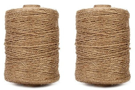 Tenn Well 1000 Feet Natural Jute Twine, 2mm Twine String for Arts and Crafts, Gardening, Gift Wrapping, Packaging, Festive Decorations (2PCS x 500 Feet)