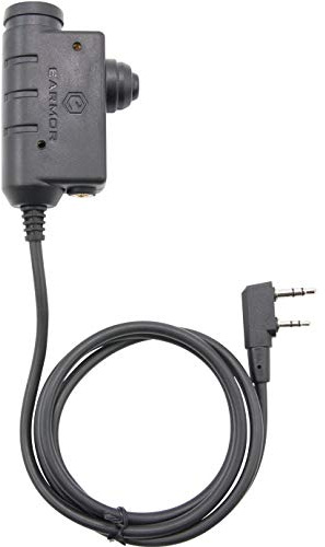 Earmor M51 PTT Adapter – 2-Pin Mil-Std 7.0 Push-to-Talk-Modul für Kommunikations-Headsets, EIN-Druck-Funkaktivierung, Stahlklemme, 360-Grad-Klemme und Mini-Klinkenanschluss