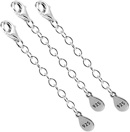 DIY925 3 Stück Verlängerungsketten 5cm 925 Sterling Silber nickelfrei für Armbänder und Ketten in Juweliers- Qualität