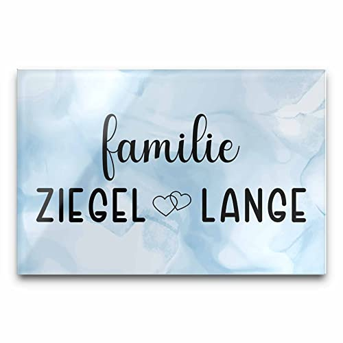 Edles Türschild mit Namen für die Haustür | Namensschild Briefkasten-Schild selbstklebend oder mit Bohrlöcher Klingelschild mit kratzfestem UV Druck | Größe ab 15x10 cm bunte Türschilder