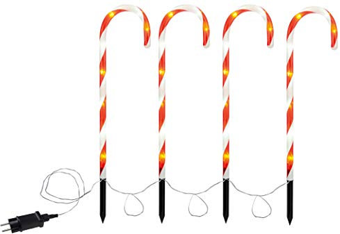 Bambelaa! Bastone di zucchero a LED da giardino, rosso, bianco, decorazione natalizia per esterni, illuminazione (spina (IP44)