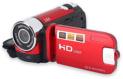 Dpofirs Videocámara Digital, Full HD 270 ° Rotación 1080P 16X Cámara de Video DV de Alta definición Cámara de Video Profesional para Fiestas en el hogar Picnic al Aire Libre Camping(Rojo)