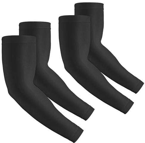 Mangas de brazo de protección solar UV, 2 pares de rescoto tatuaje cubriendo – UPF 50 compresión, mangas para brazos de refrigeración para hombres y mujeres, trabajo, golf, béisbol, baloncesto, fútbol