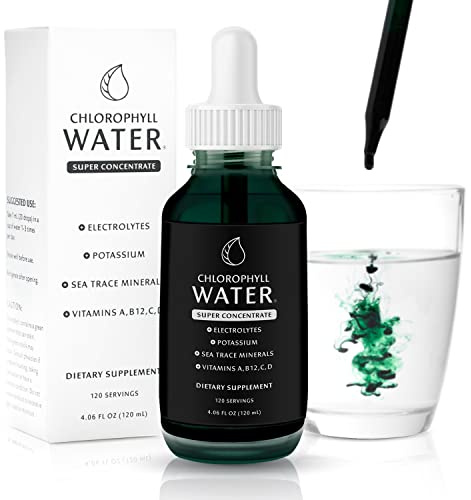 Chlorophyll Water Drops - Liquid Chlorophyll Drops (12,000mg) for Natural Detox, Immune and Energy Support with Antioxidants, Electrolytes, Potassium, Sea Trace Minerals & Vitamins A, B12, C & D3