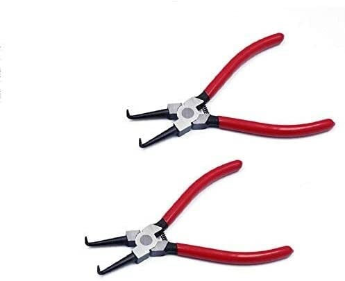 DIY Professional Repair Combination Self Grip Pliers Set，Bent Nose Circlip Plier 6/150mm Internal Bent Plier C Clip Remover Tool for Electrical and Wood Work, and Jewellery Making (Black, 1Pcs)
