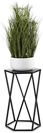 HowHomely Schwarz Blumenständer Metall 40 cm Hoch - Solider Blumenhocker in Sechseckiger Form - Pflanzenständer im Loft-Stil für die Innendekoration