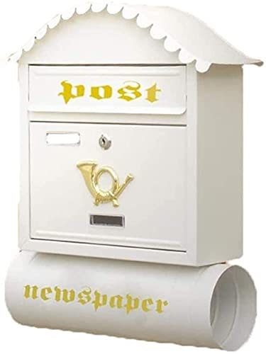 Briefkasten mit Zeitungsfach Eurobriefkasten mit Zeitungshalter Wandbriefkasten Weißer Briefkasten mit Zeitungshalter