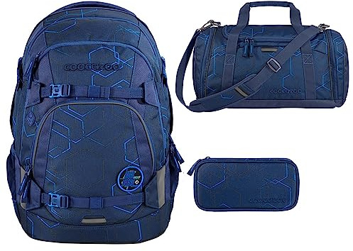 Southbag coocazoo Mate Schulrucksack-Set 3tlg inkl. Schlamperbox und Sporttasche (Blue Motion)