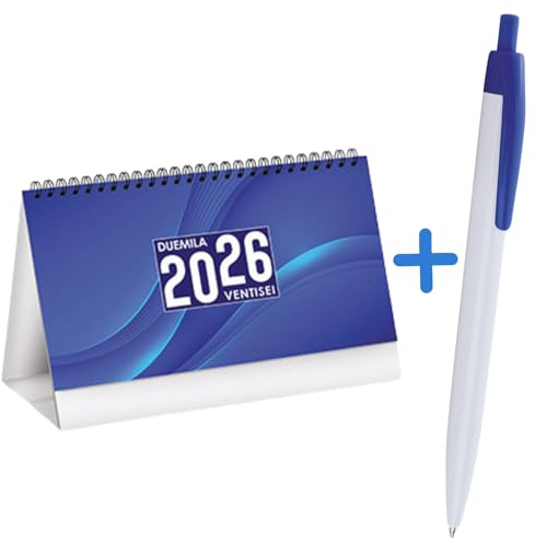 Hole Gadget ® | 100 Calendari da Banco Personalizzati 2026 + 100 Penne Personalizzate Gadget Pubblicitari di Fine Anno come Omaggio per i Clienti Regali Aziendali | Kit Table