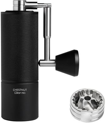TIMEMORE Molinillo de café C3 ESP Pro - ajuste preciso, acero inoxidable, mecanismo cónico, mango plegable, 25 g de capacidad, negro