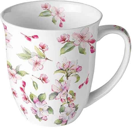 Ambiente Porzellan Tasse ca. 400ml Becher Bone China Mug Für Tee Oder Kaffee Floral Sommer Frühjar Spring blossom white