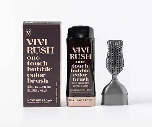 VIVIRUSH One Touch Bubble Color Brush Hair Dye (Dark Brown) - Effortless No-Mess Foam Dye for Quick Applicaion | Gray Hair Touch-up | Multi-use