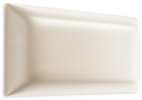 Muralo Wandkissen Gepolstert, Kunstleder, Wandpolster - 60x40 cm, Creme | Wandpaneel, ideal als Bettkopfteil oder Lendenkissen - für Schlafzimmer und Wohnzimmer, einfache Anbringung mit Montagekleber
