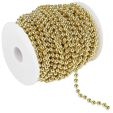 Rotolo di Ghirlanda di Perline di Filo di Perle Galvaniche Dorate da 25 M per Decorazioni Nuziali Fai-da-te, 6 Mm (Oro)