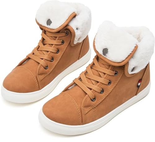 Shupua Ankle Boots For Women Lace Up Combat Boots Winter Boots Fashion Snow Boots For Girls Ankle Booties Winter Shoes(Brown.us8)