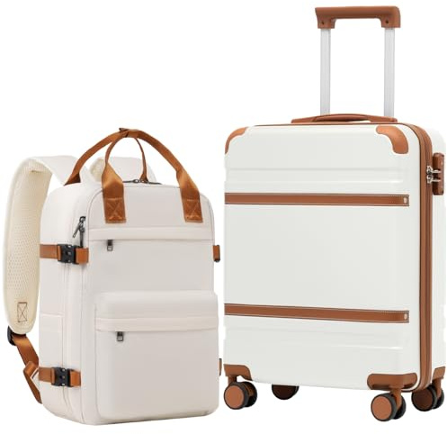 COOLIFE Handgepäck Koffer 55x40x20cm und Kabinen Rucksack 20L(40x25x20cm) Set, Koffer Set passend für Easyjet, Reisekoffer ABS Hartschale kabinenkoffer mit 4 Rollen und praktischem TSA Schloss