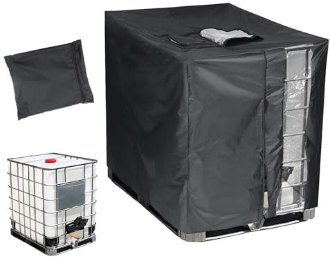 DFANCE IBC Tank Abdeckung 800L/1000 L/1200L Wassertank Abdeckung mit Top Deckelöffnung und Reißverschluss,210D Oxford,wasserdichte schutzplane schutzhülle regentonne(Size:800L,Color:Schwarz)