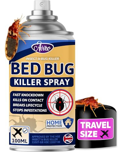 Aviro Travel Bedbug Spray - Fast Acting Professional Grade Killer for Immediate Control & Treatment of Bed Bugs & Dust Mites. Bed Bug Protection Perfect for Travel. 100ml