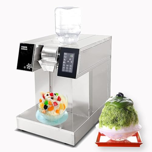 McbeAn Commercial Automatic Electric Shaved Ice Making Machine, 185kg/day Snowflake Ice Maker, Ice Crusher Shaver, Water Cooling, Quality Compressor, for Household, Commercial
