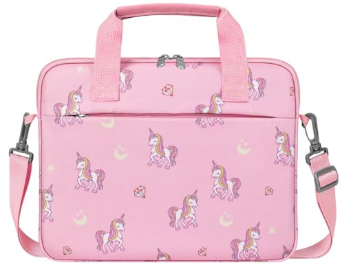 Dadanism Bolsa de Tableta para Niños, Funda Portátil con Asa y Correa para Tablet 12.5 Inch para Fire HD 10 Kids/Fire HD 10 Kids Pro 13th/11th Gen 2023/2021, Unicornio Rosa