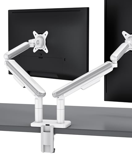 Desktronic Doppelte Monitor Halterung, Bis zu 34 & 8kg, 360° Drehung, Höhenverstellbar, Robuste Bauweise, Einfache Montage, Für Große Bildschirme, Ergonomisch, Passend für alle VESA 75/100