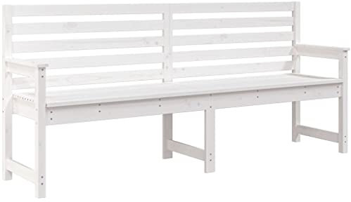 HETFTJN Sitzgruppe Outdoor Gartenbank Balkon Lounge Klein Kleine Gartenbank - Gartenbank Weiß 203,5x48x91,5 cm Massivholz Kiefer für Terrassen Park Balkon Draussen