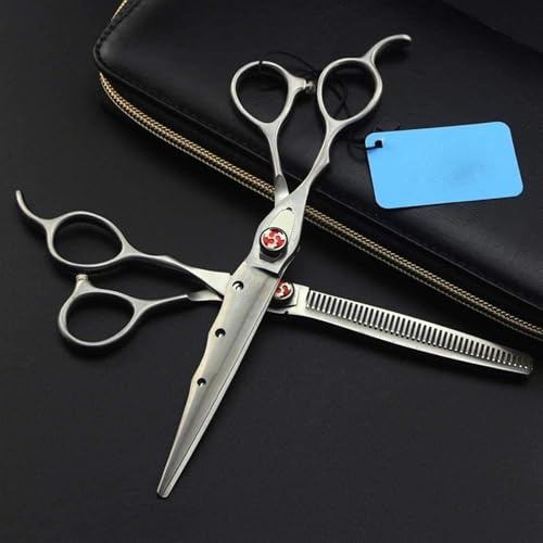 Friseurschere Haarschneideschere 7 Zoll Barber Scissors Set Scharf Linkshänder Frisörenschere Effilierschere Friseurbedarf Edelstahl Ausdünnschere Professionell Haarschneidewerkzeug