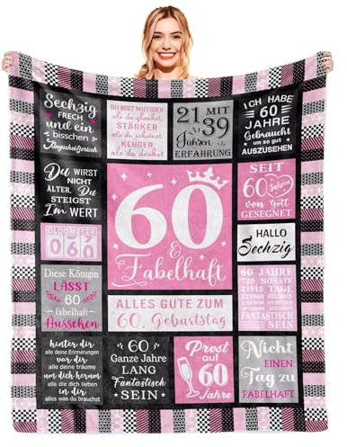 ACAATVE Geschenk für Frauen, Geschenke Zum 60 Geburtstag Frau, Frauen Geschenke Zum Geburtstag, Personalisierte Decke Geschenke für Freundin für Frauen Freundin Schwester Kollegin Und Mama